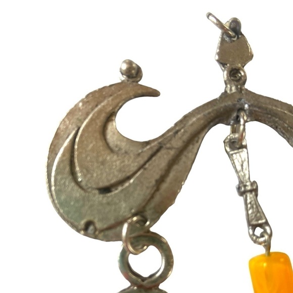 Vintage ‘70’s hand crafted silver wavy pendant bead medallions one of a kind - Picture 2 of 4